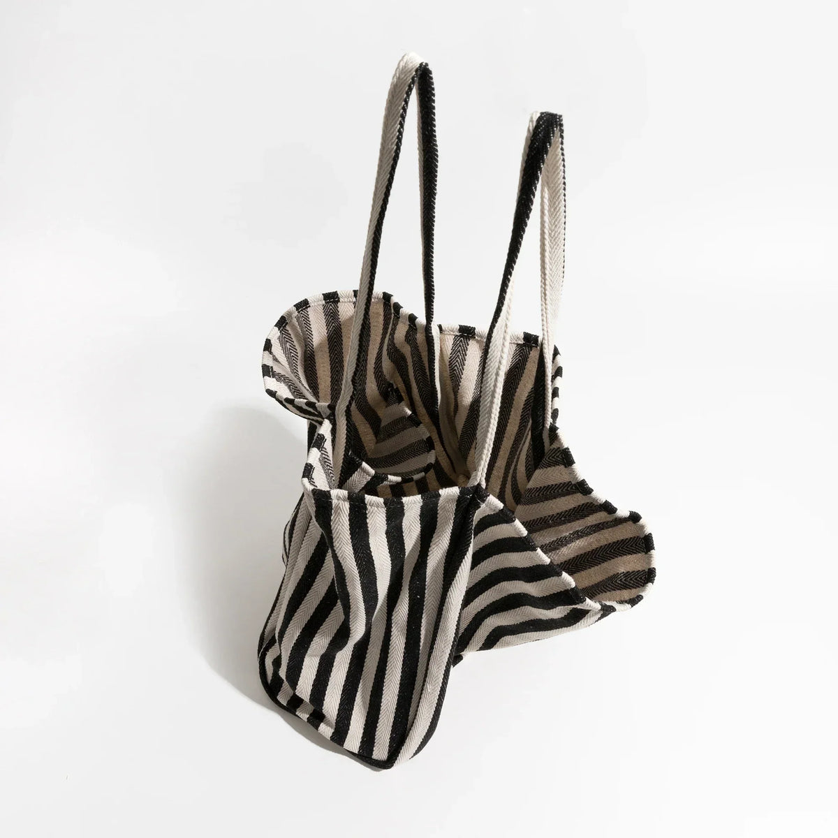 Bolso de tela de lino a rayas