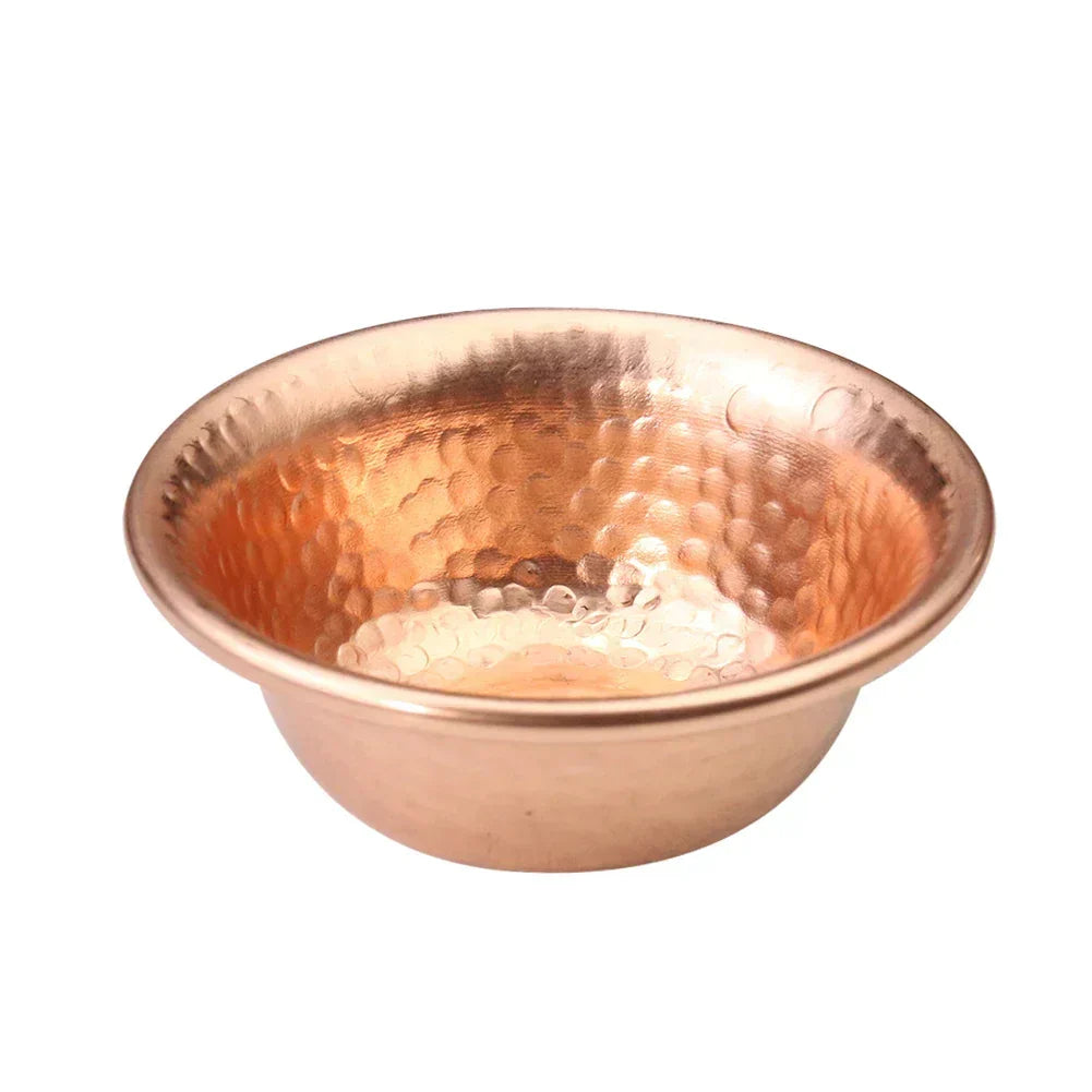Kalsten | Cuenco de preparación de agua de cobre puro nepalí hecho a mano con patrón de martillo, cuenco de agua sagrada para accesorios de Buda y budismo