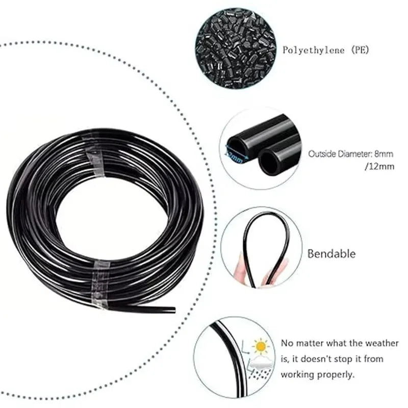 AquaFlex Pro360 Sistema de Riego Automático 20 m | Boquillas de Rociado Ajustables 360° | Kit de Riego por Nebulización DIY | Para Jardín, Huerto y Terraza