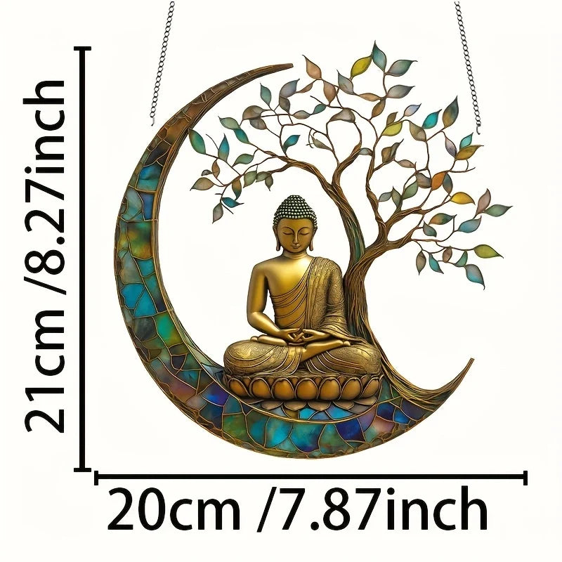 Atrapa Sol Acrílico ZenLight | Decoración en 2D de Buda | Accesorio para Ventanas y Hogar | Diseño Espiritual de Interiores