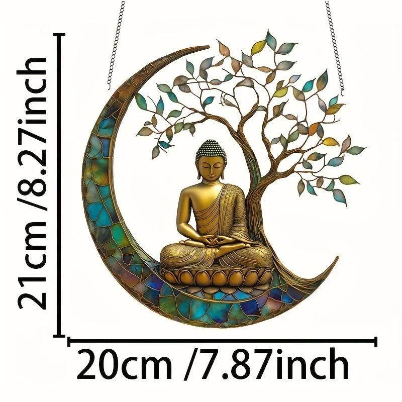Atrapa Sol Acrílico ZenLight | Decoración Buda 2D | Accesorio para Ventanas y Hogar | Diseño de Habitación Espiritual