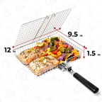 BBQGrid | Parrilla portátil con mango | Ideal para pescado, verduras y camarones | Acero inoxidable