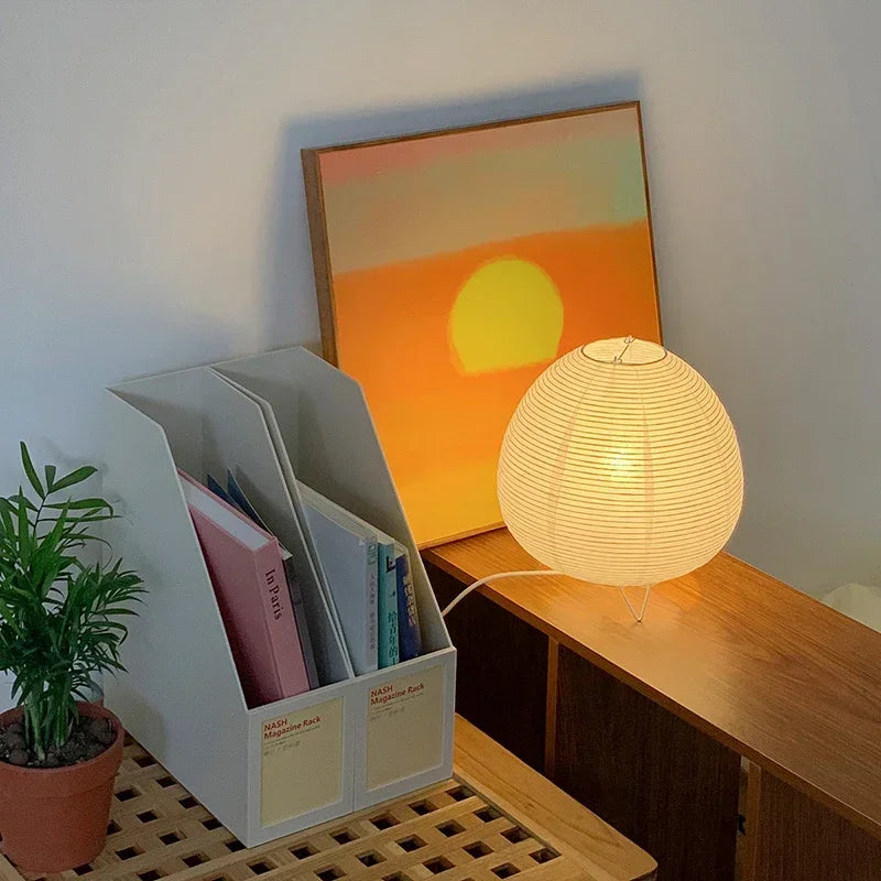 HIKARI – Lámpara de mesa LED japonesa de papel de arroz, 21 × 23 cm, decorativa y elegante