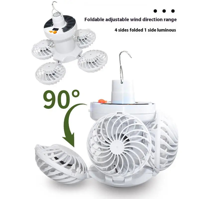 Lámpara Solar de Camping Ventolux con Ventilador | Plegable y Portátil | 3 Niveles de Viento y Iluminación LED | Para Tienda, Terraza y Exterior