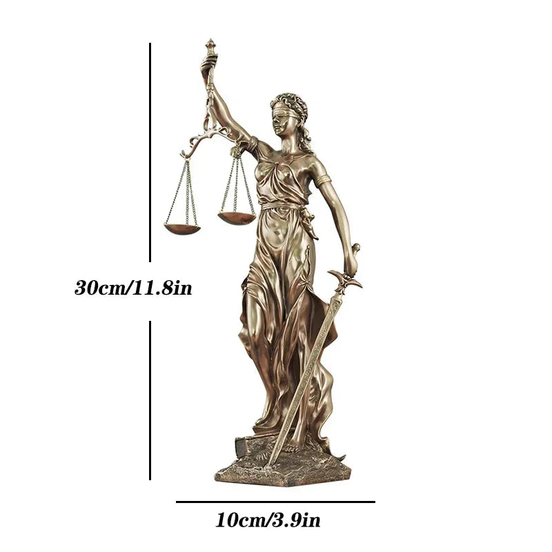 Estatua de Justicia - Escultura de diosa de bronce antiguo para decoración atemporal del hogar