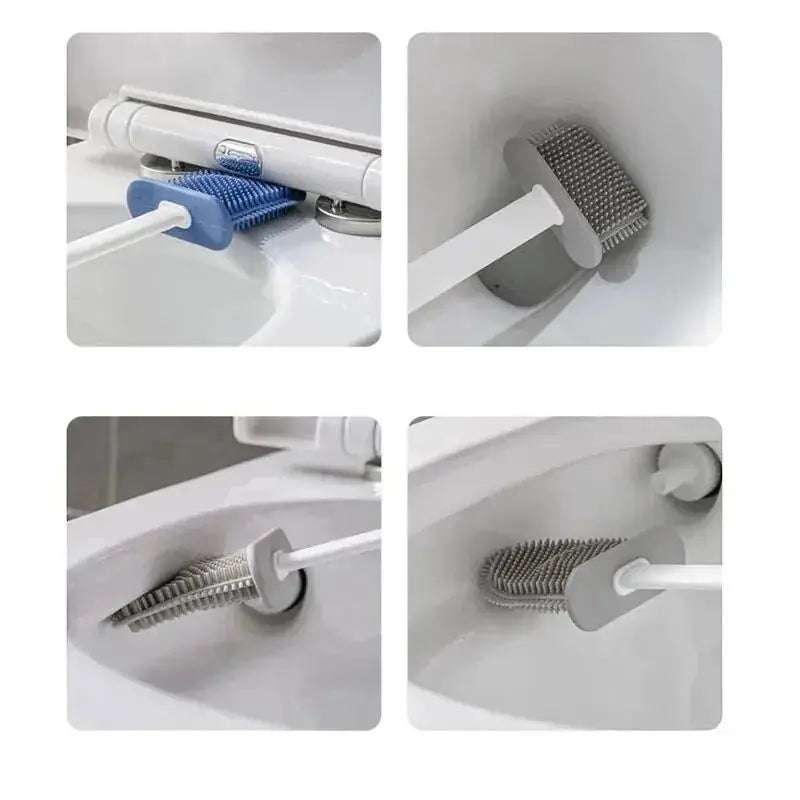 Cepillo de inodoro HygieBrush DuoClean | Set de cepillo de inodoro 2 en 1 de silicona con soporte de pared | Antibacteriano y ahorra espacio