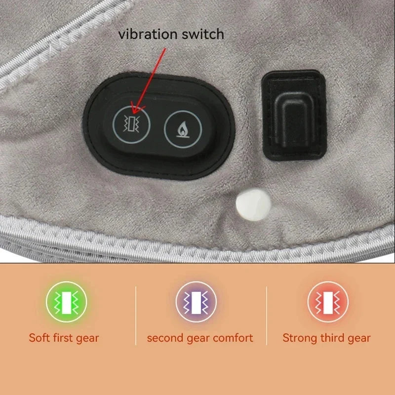 Masajeador de cuello y hombros térmico ThermoLiva | Almohadilla térmica USB con vibración | 3 niveles de temperatura y temporizador | Suave felpa