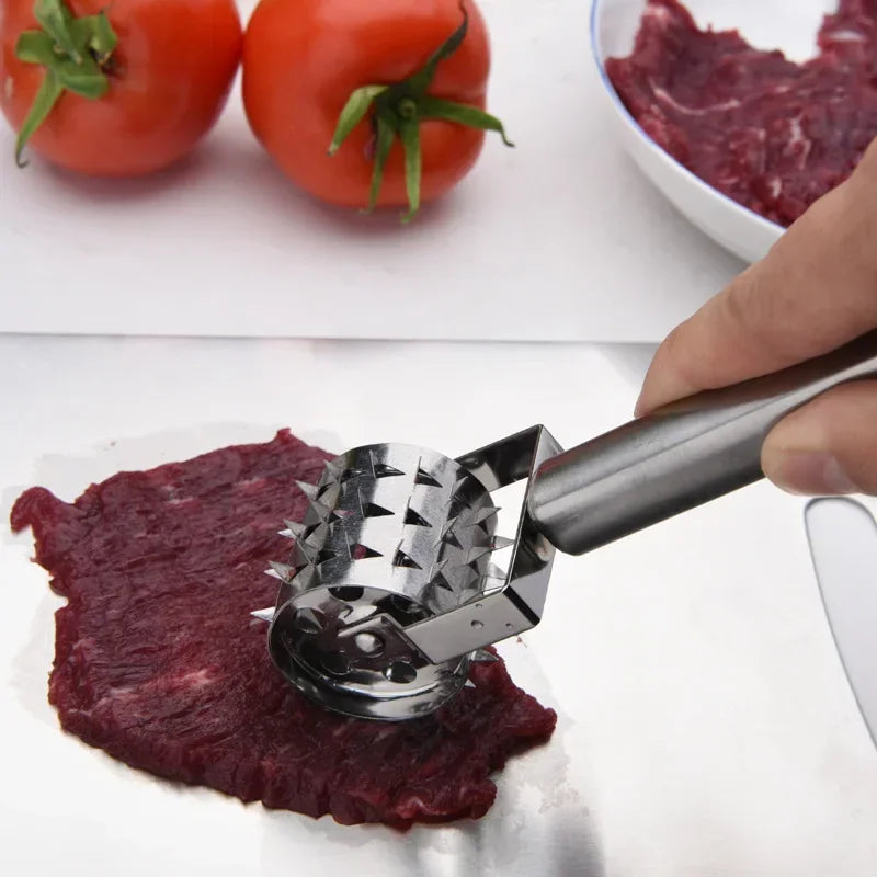 SteelTender Aplanador de Carne | Ablandador de Carne de Acero Inoxidable con Cabeza de Golpe | Para Filetes, Escalopes y Cerdo | 18 cm