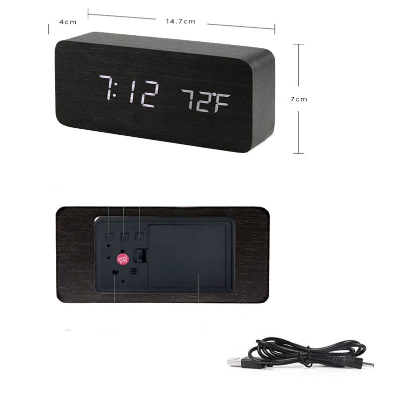 Reloj Digital de Escritorio de Madera