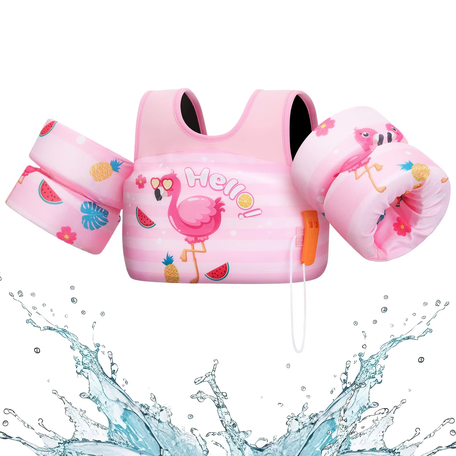 Kalsten | Chaleco de Flotación de Espuma para Niños con Manguitos y Silbato de Seguridad para Nadar y Hacer Kayak