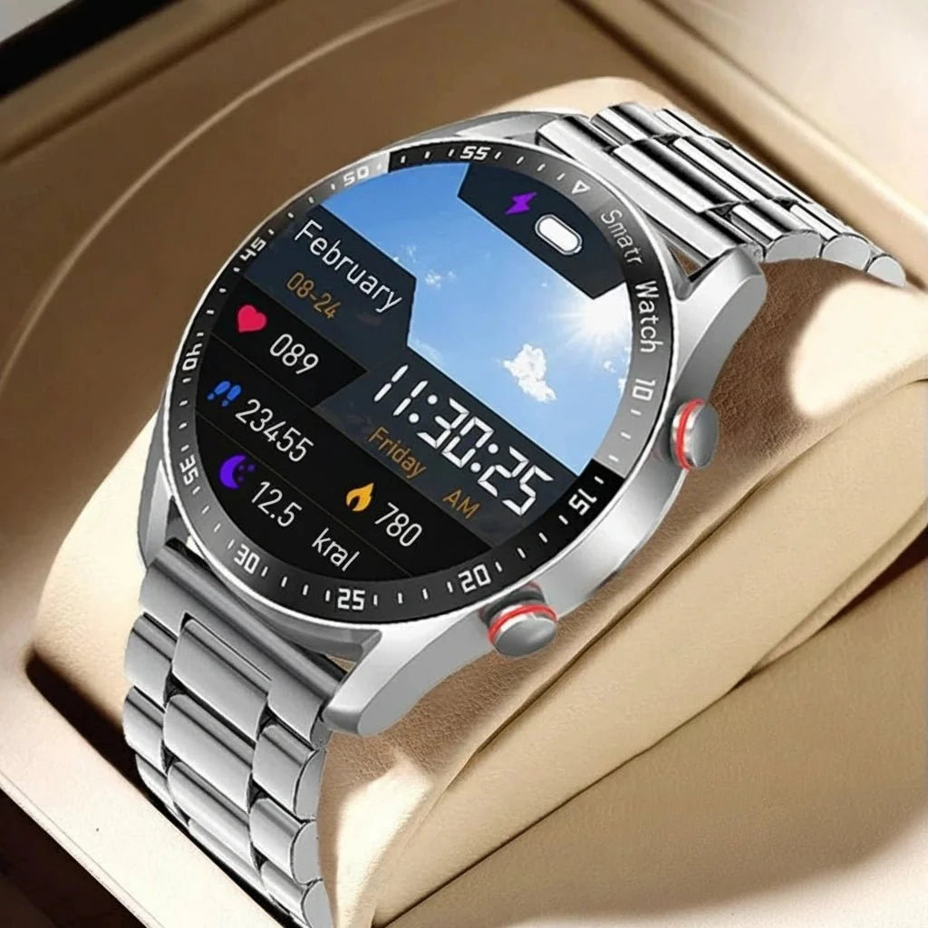 CARDIOTRON – Montre intelligente premium pour hommes avec ECG+PPG et fonction d’appel