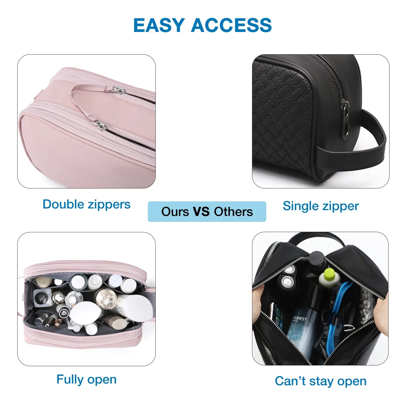 Kosmetixo Neceser Impermeable para Damas y Caballeros | Neceser Ligero en S/M/L | Accesorios de Viaje para Productos de Cuidado y Maquillaje | Organizador de Viaje Unisex