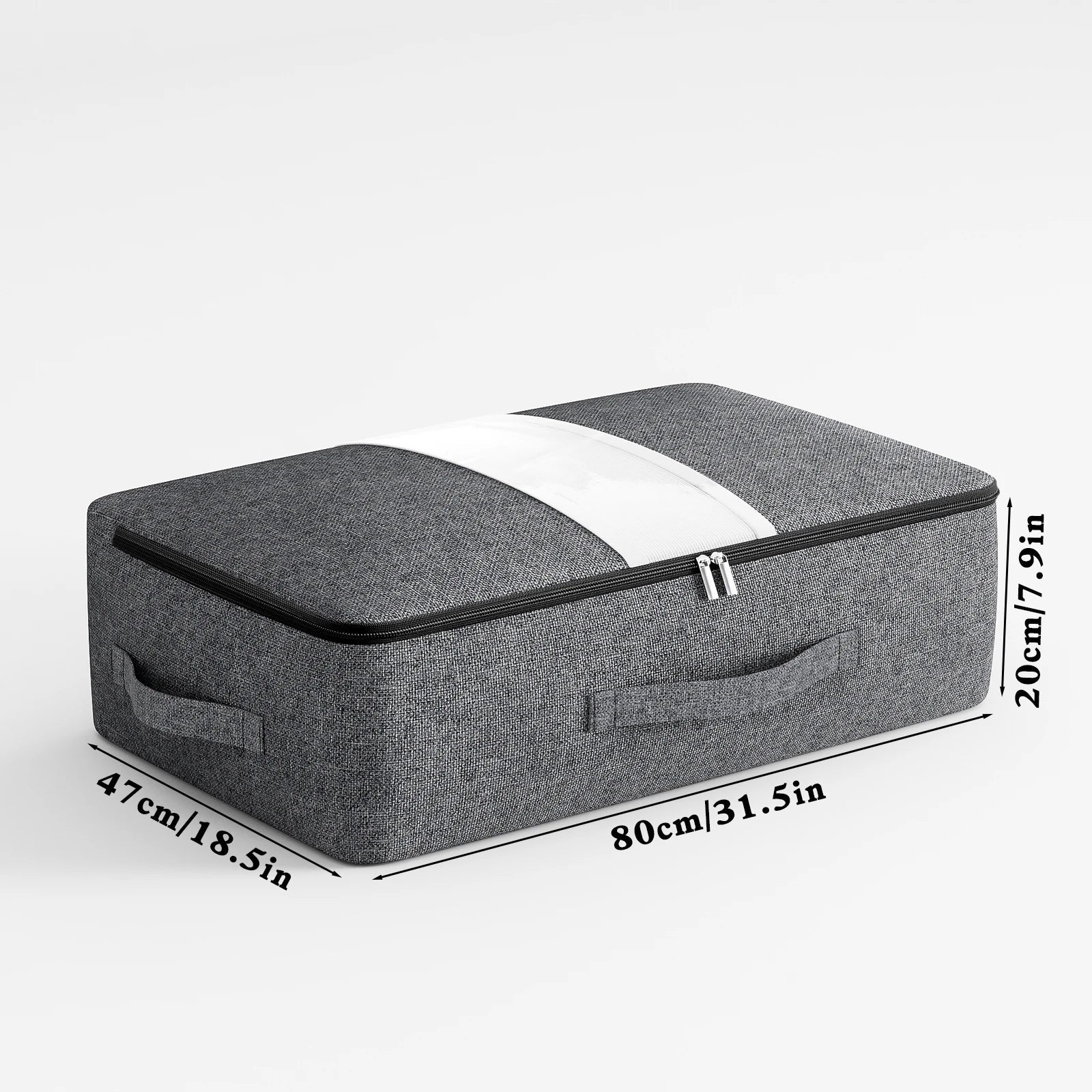 Livono Bolsa de Almacenamiento | Extra Grande y Plegable | Con Ventana Transparente y Cremallera | Tejido Cationico Gris