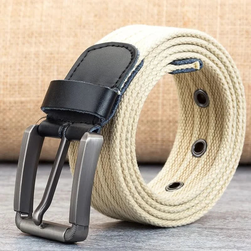 Lisslune | Cinturón de Lona para Hombre – Banda Ajustable Casual a Rayas