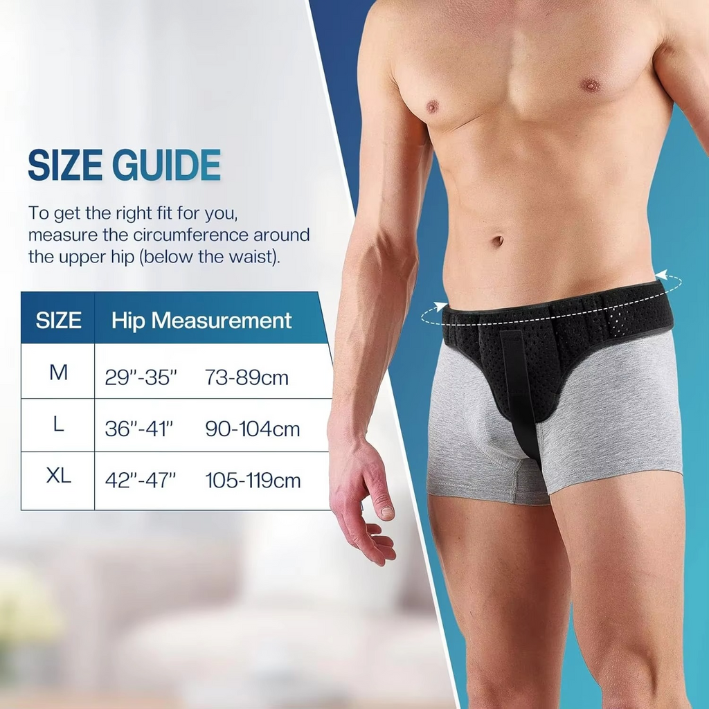 Cinturón de Soporte para Hernia para Hombres y Mujeres con Almohadillas de Compresión Removibles