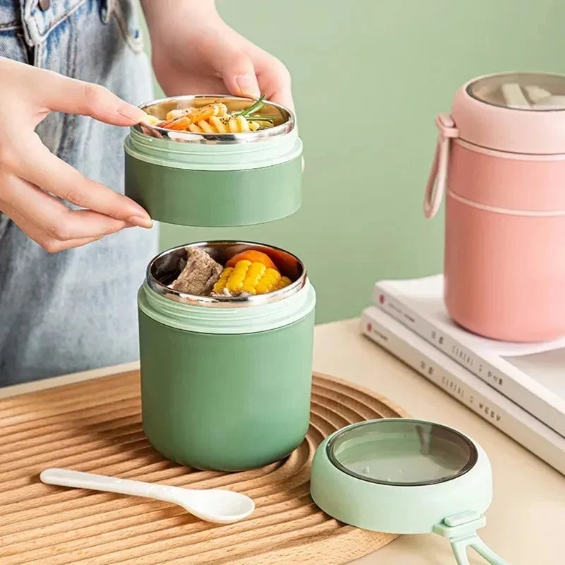 ThermoMea Contenedor Térmico de Acero Inoxidable | 530 ml / 710 ml | Taza Aislante para Sopas y Almuerzos | A Prueba de Fugas y Duradera
