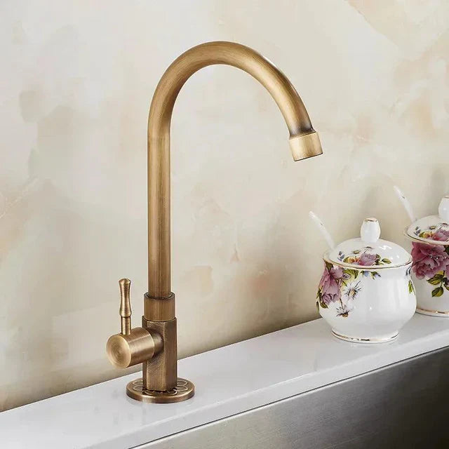 SwanFlow - grifo de cocina de bronce antiguo con elegante diseño de cuello de cisne