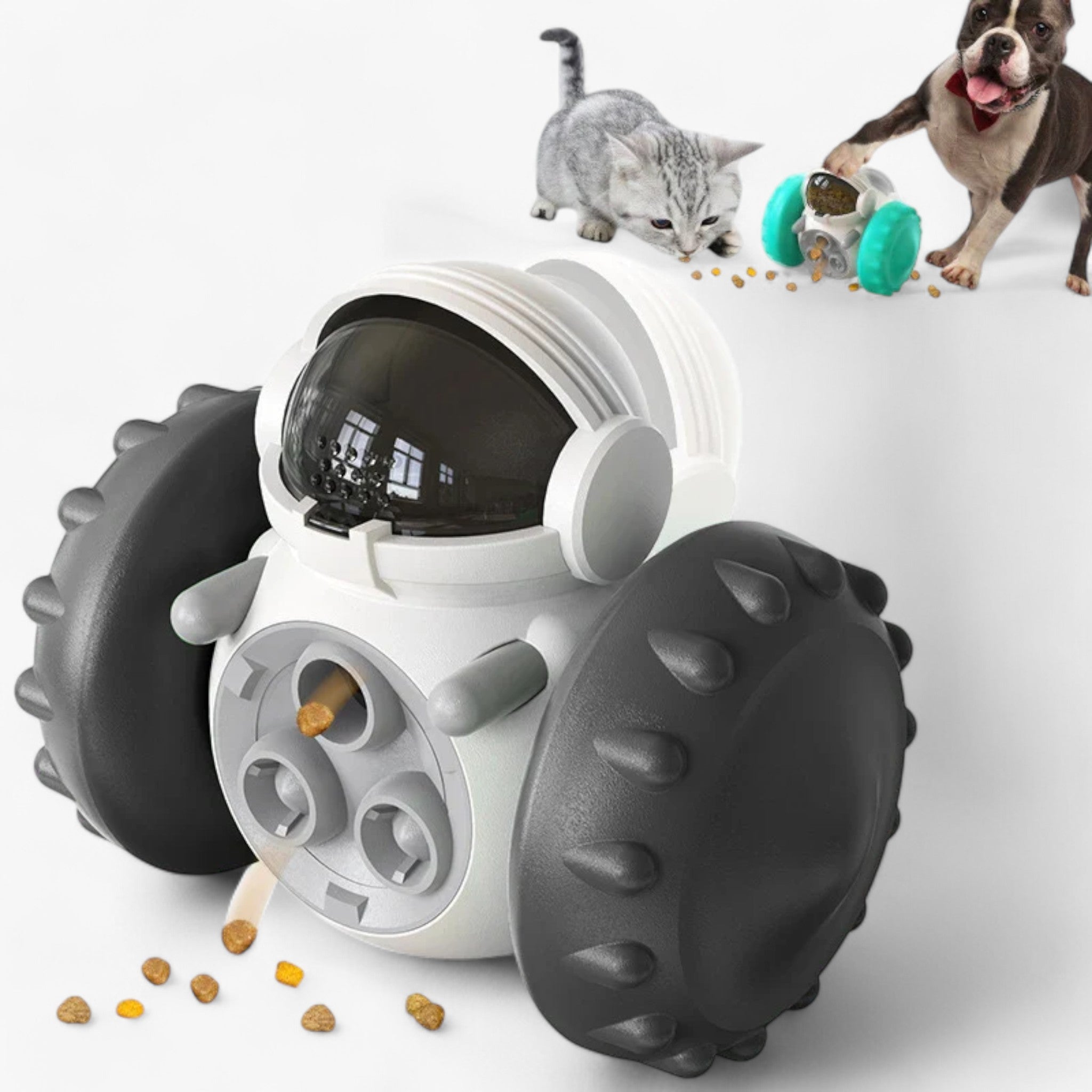 BuddyFun - Dispensador Interactivo de Comida para Hábitos Alimenticios Saludables de Perros y Gatos