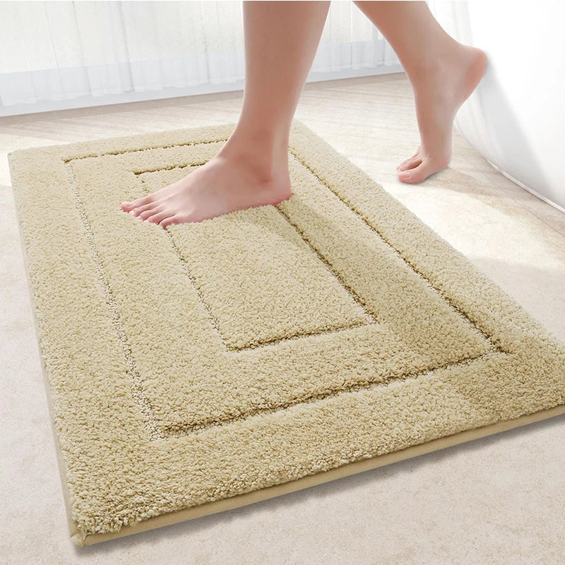 Alfombra de baño de microfibra antideslizante – Alfombra de baño de doble capa | Absorbente y suave | Alfombra de confort | Brehn