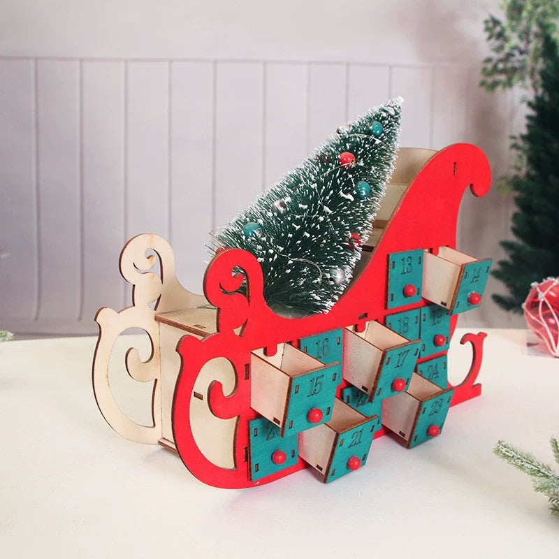 Calendario de Cuenta Regresiva de Navidad de Escritorio de Madera
