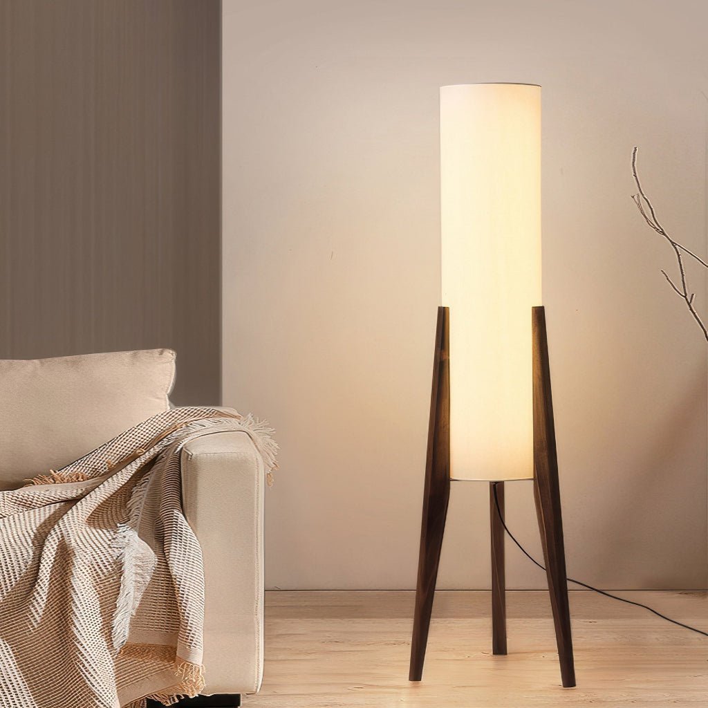 LIGNELUX – Lámpara de pie escandinava de madera de nogal con iluminación LED regulable