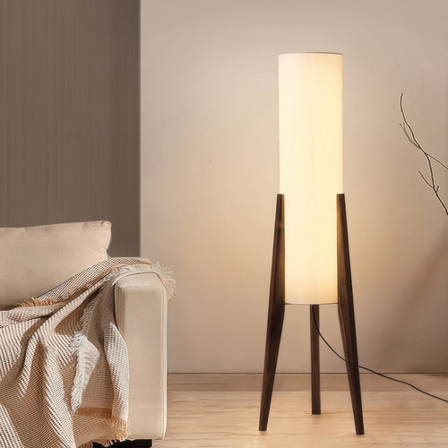 LIGNELUX – Lámpara de pie escandinava de madera de nogal con iluminación LED regulable