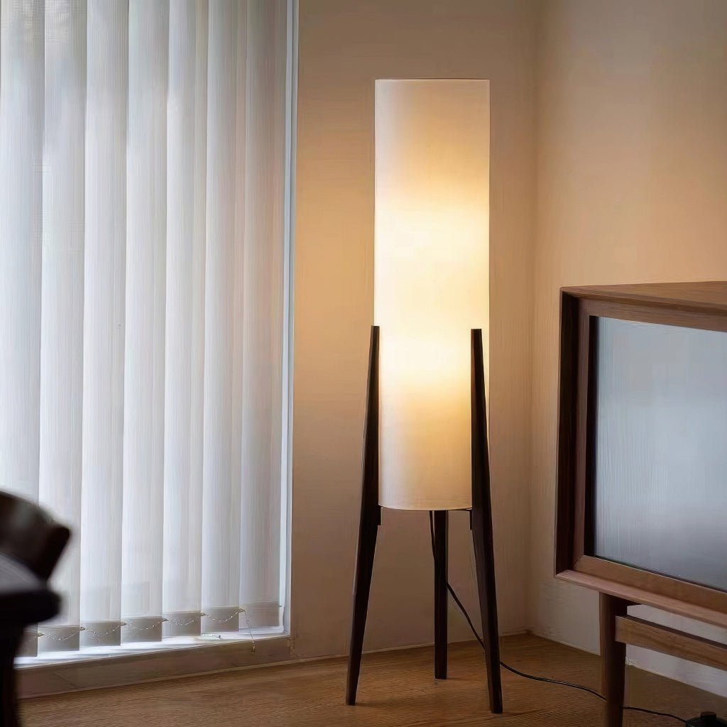 LIGNELUX – Lámpara de pie escandinava de madera de nogal con iluminación LED regulable