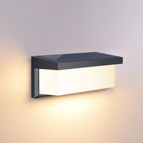 Lámparas de pared exteriores LED de PC rectangular de diseño moderno y minimalista con energía solar para patio exterior | Brehn