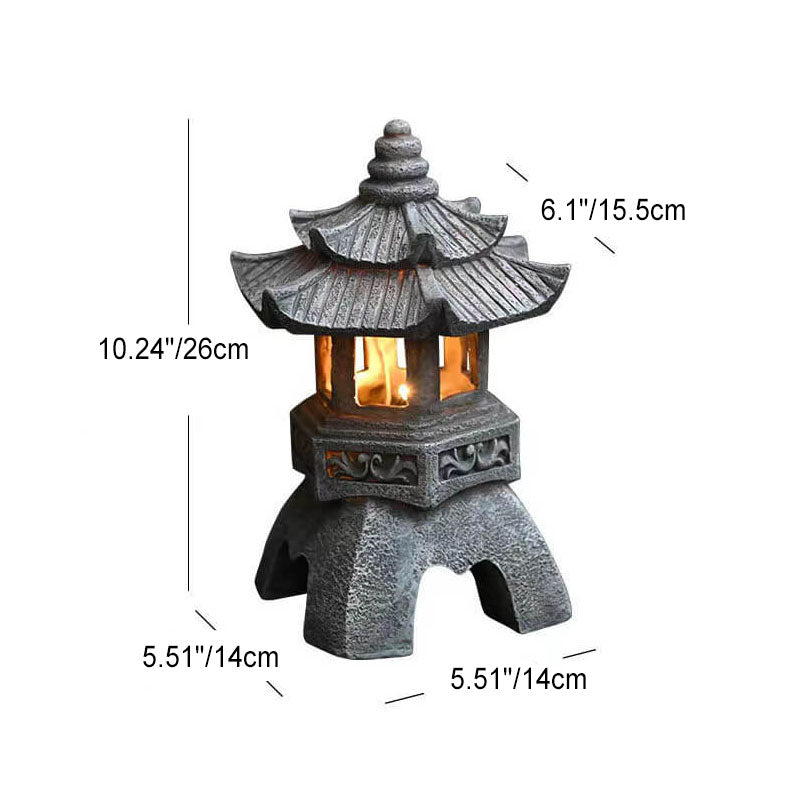 Iluminación exterior de paisaje LED de resina en forma de torre solar retro-decorativa | Brehn