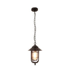 Lámpara colgante exterior industrial vintage de aluminio con cristal, 1 luz, a prueba de agua