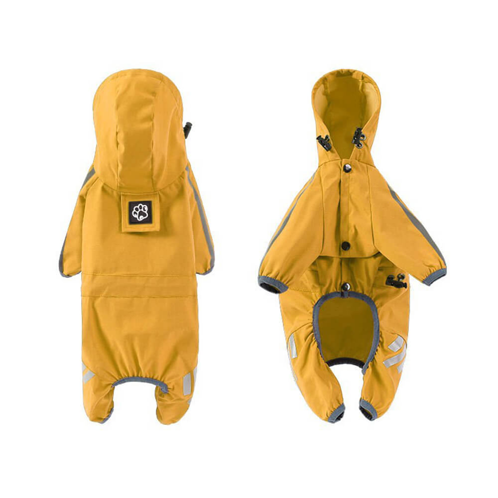 Skanto | Abrigo de lluvia para perros elegante, impermeable y ajustable con franjas reflectantes y capucha