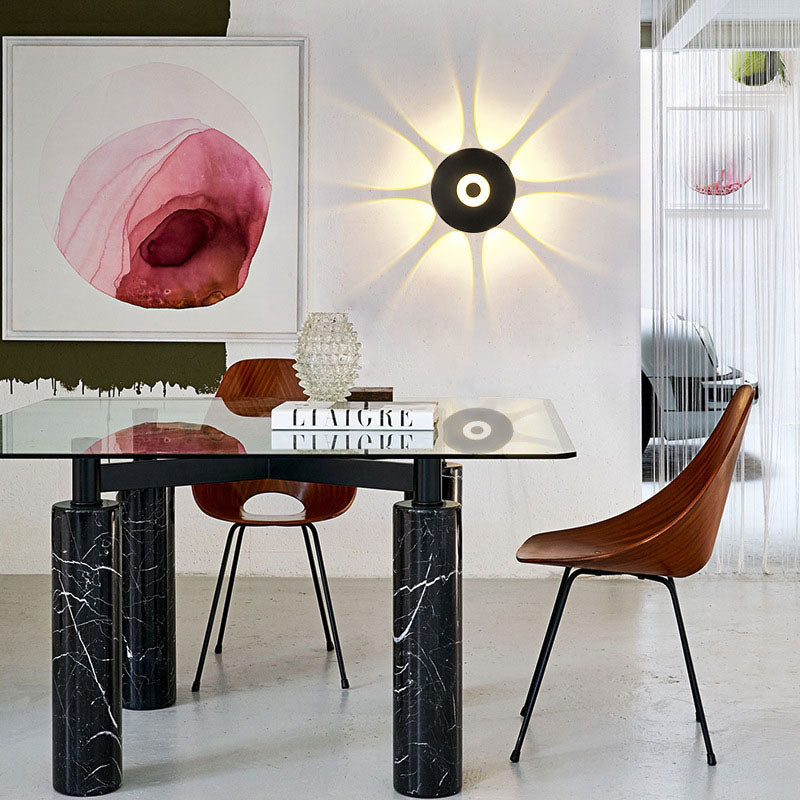 Lámpara de pared LED con pantalla redonda de aluminio escandinavo contemporáneo para patio exterior | Brehn