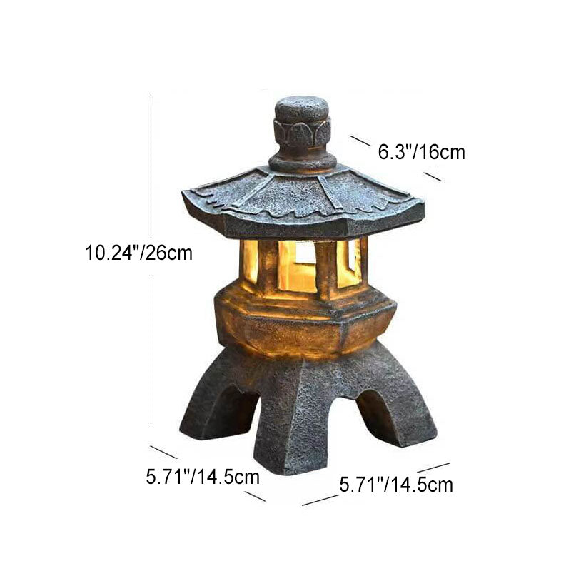 Iluminación exterior de paisaje LED de resina en forma de torre solar retro-decorativa | Brehn