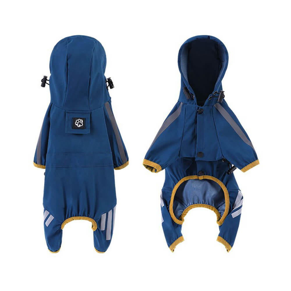 Skanto | Abrigo de lluvia para perros elegante, impermeable y ajustable con franjas reflectantes y capucha