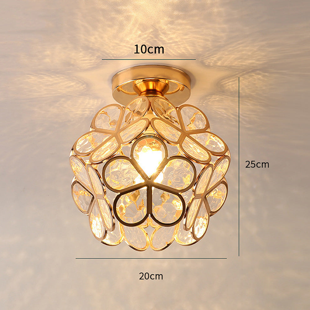 Lámpara de techo de vidrio floral con reflexión de luz