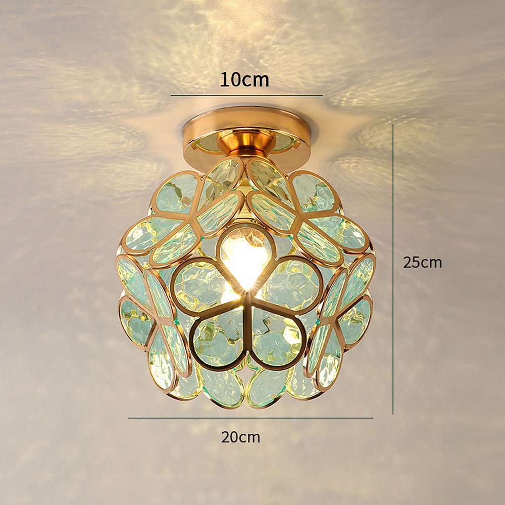Lámpara de techo de vidrio floral con reflexión de luz