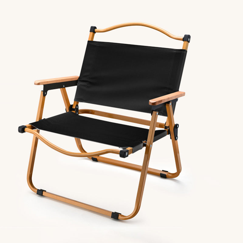 Silla Plegable de Tela Cuadrada Minimalista Moderna de Acero al Carbono con Respaldo y Apoyabrazos de Madera de Haya para Exterior | Brehn