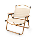 Silla Plegable de Tela Cuadrada Minimalista Moderna de Acero al Carbono con Respaldo y Apoyabrazos de Madera de Haya para Exterior | Brehn