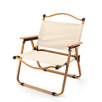 Silla Plegable de Tela Cuadrada Minimalista Moderna de Acero al Carbono con Respaldo y Apoyabrazos de Madera de Haya para Exterior