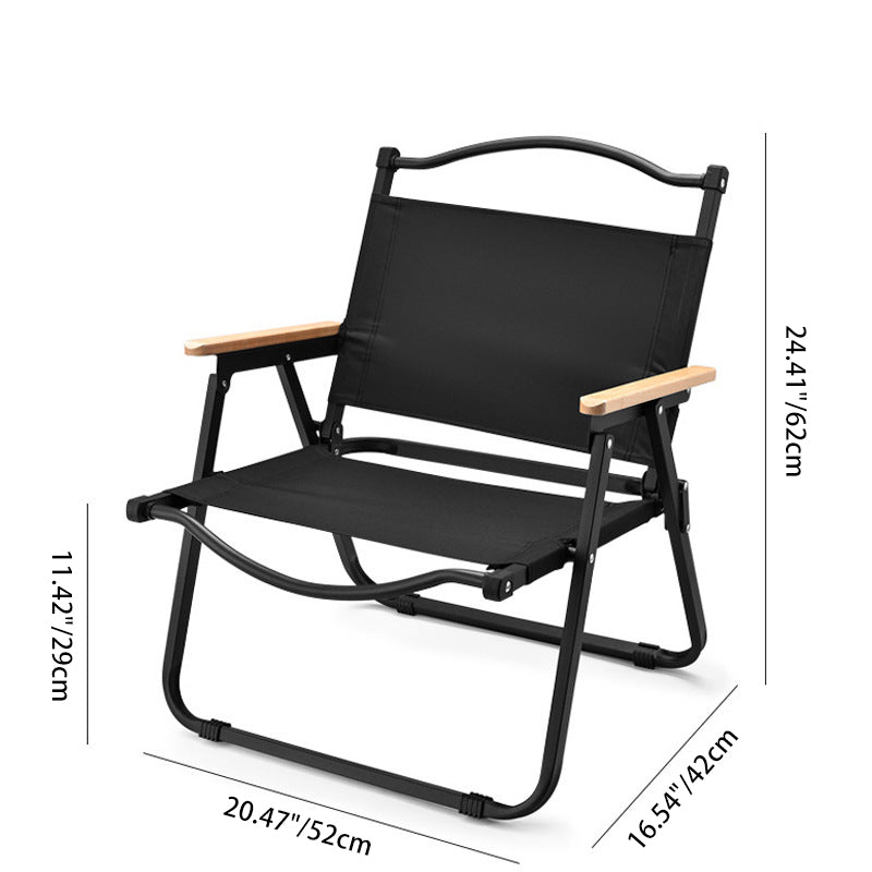 Silla Plegable de Tela Cuadrada Minimalista Moderna de Acero al Carbono con Respaldo y Apoyabrazos de Madera de Haya para Exterior | Brehn