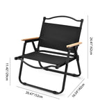 Silla Plegable de Tela Cuadrada Minimalista Moderna de Acero al Carbono con Respaldo y Apoyabrazos de Madera de Haya para Exterior