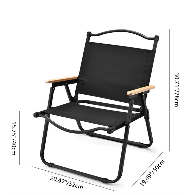 Silla Plegable de Tela Cuadrada Minimalista Moderna de Acero al Carbono con Respaldo y Apoyabrazos de Madera de Haya para Exterior | Brehn