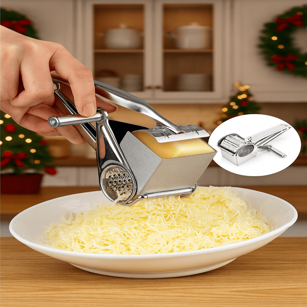 GRATE MOTION – Rallador de queso de acero inoxidable rotativo para una preparación culinaria sin esfuerzo
