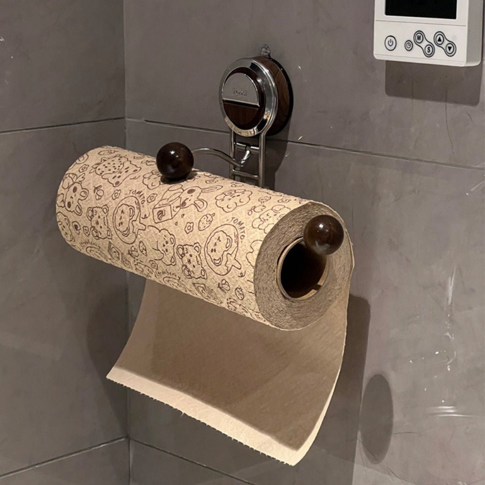 FIXROLL – Soporte de toallas de papel de cocina sin perforación de acero inoxidable con potencia de succión reutilizable