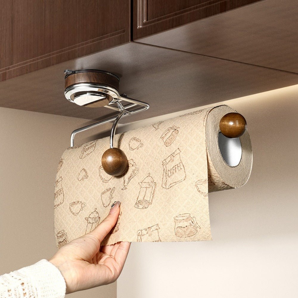 FIXROLL – Soporte de toallas de papel de cocina sin perforación de acero inoxidable con potencia de succión reutilizable