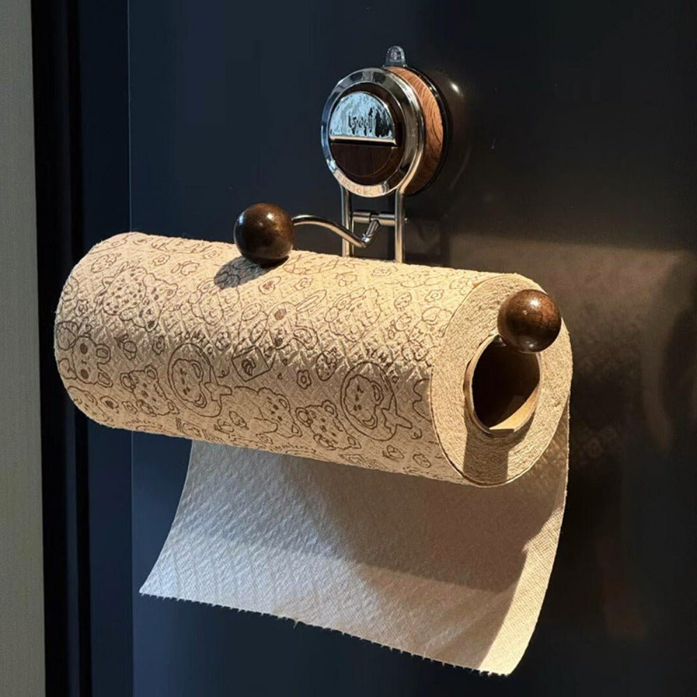 FIXROLL – Soporte de toallas de papel de cocina sin perforación de acero inoxidable con potencia de succión reutilizable
