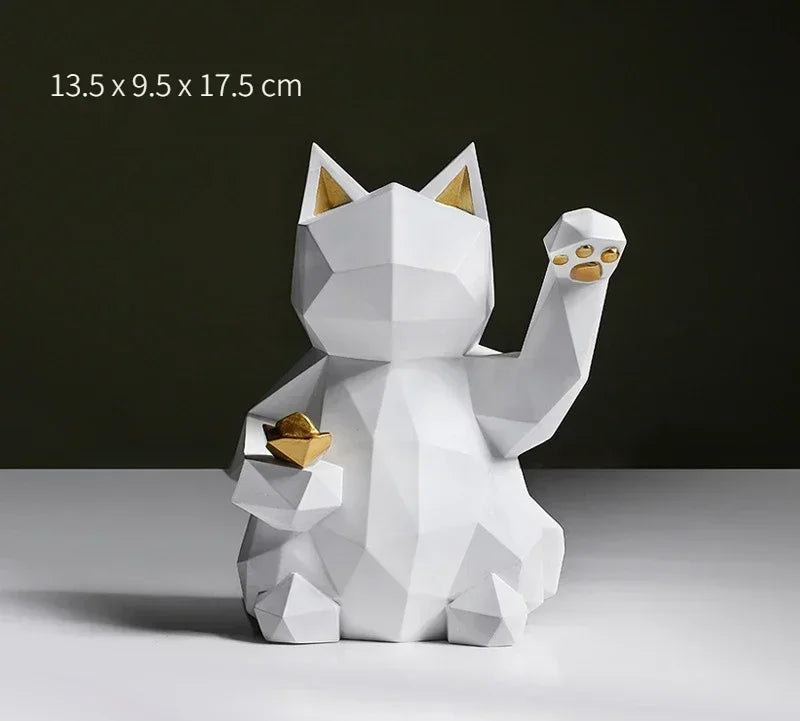 Lisslune | Estatuas de Gato de la Suerte en Geometría Minimalista Nórdica