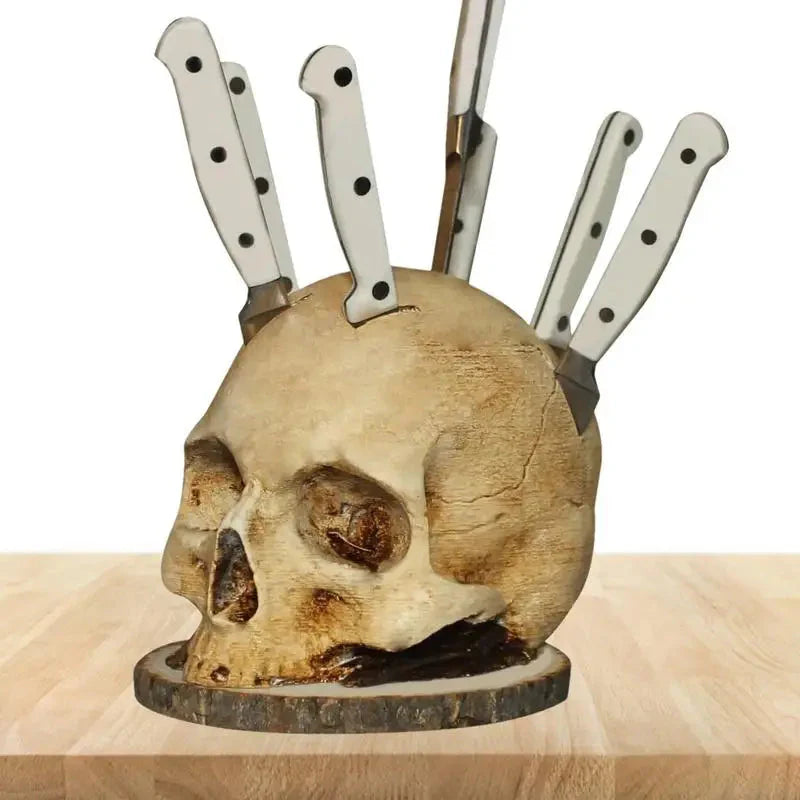 Skully - Soporte para cuchillos con calavera gótica