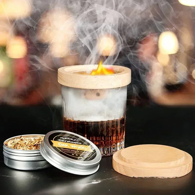 Lisslune | Kit de Ahumador de Cócteles de Madera: Mejora Tus Bebidas con un Sabor Ahumado - Ideal para Whisky y Accesorios de Bar