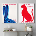 David Shrigley Conejo Gato Vino Galleta Tren Arte de Pared Impresiones Abstractas Pintura en Lienzo Póster Nórdico Imágenes Decoración de Sala de Estar